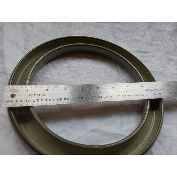 Very large posy ring green glaze handmade studio pottery signed Baty 9.5 inch - Picture 2 of 7